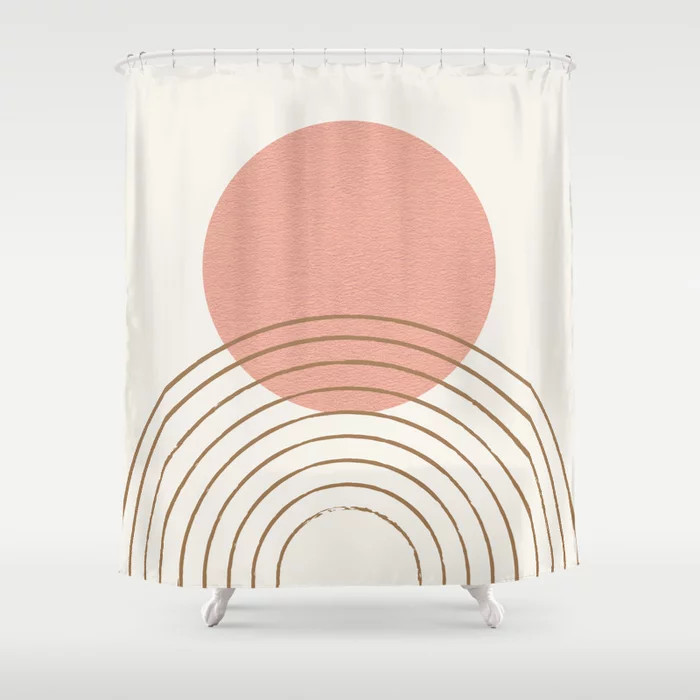 Pink Sun Mid-Century Full Shower Curtain | Society6