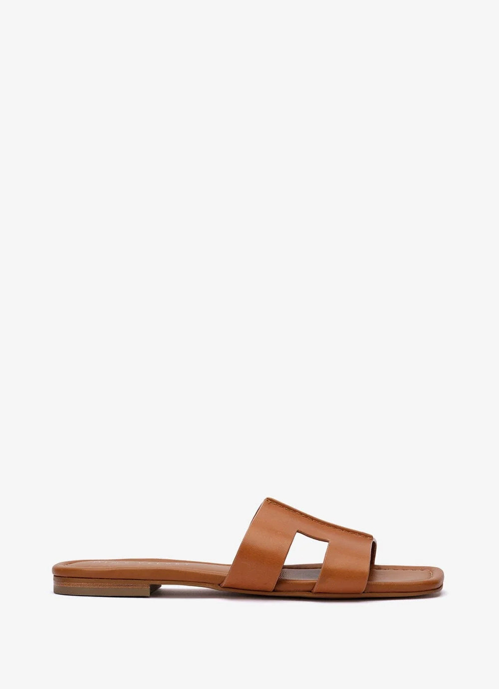Tan Leather Cutout Sliders | Mint Velvet