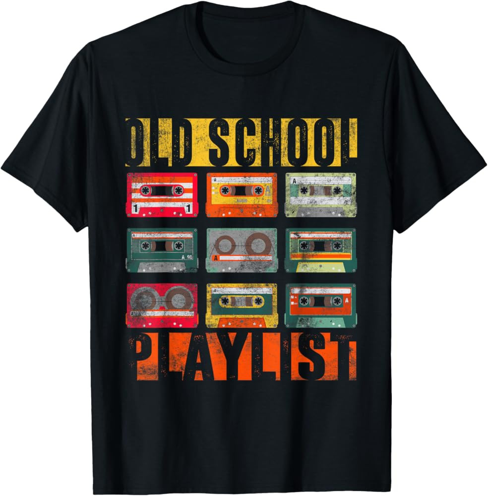 Old School Playlist Shirt Retro 80s 90s Cassette Tape Music T-Shirt | Amazon (US)