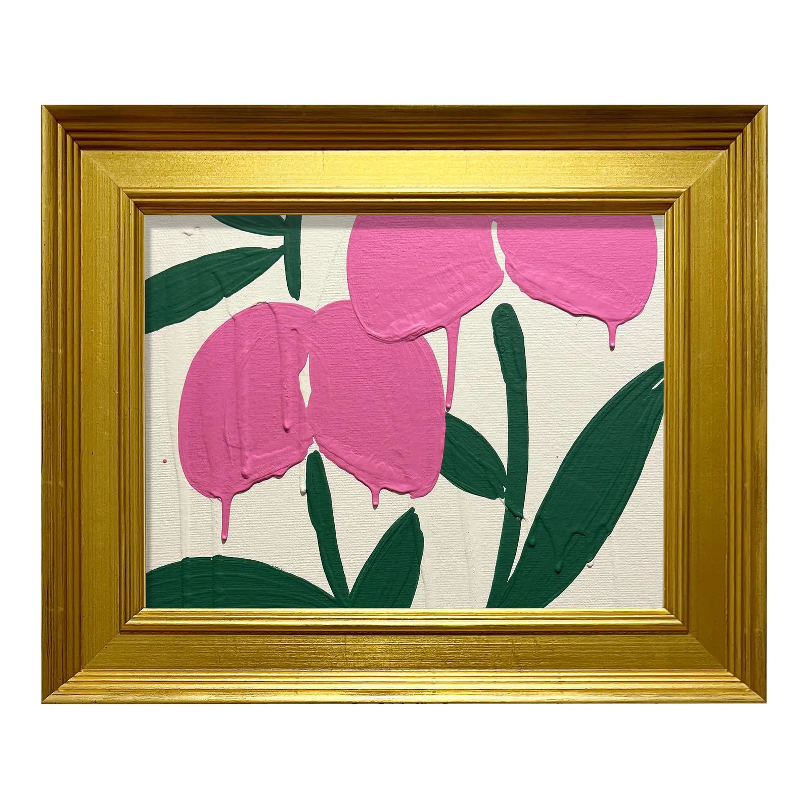 Ron Giusti Mini Tsubasa Orchid Cream Pink Acrylic Painting | Chairish