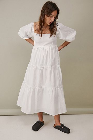 Faithfull The Brand Kiona White Midi Dress | Urban Outfitters (EU)