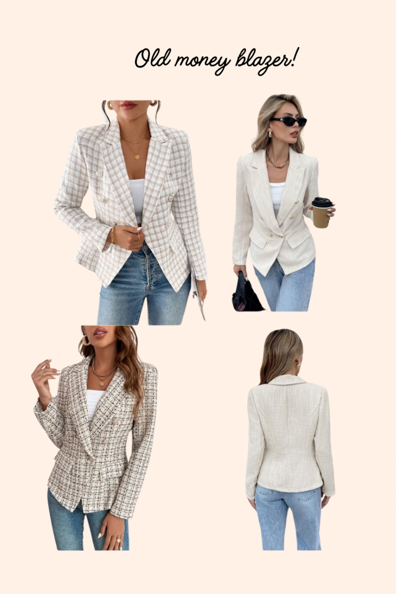 Double-breasted blazer jacket, old money style  

#LTKMostLoved #LTKStyleTip #LTKFindsUnder50