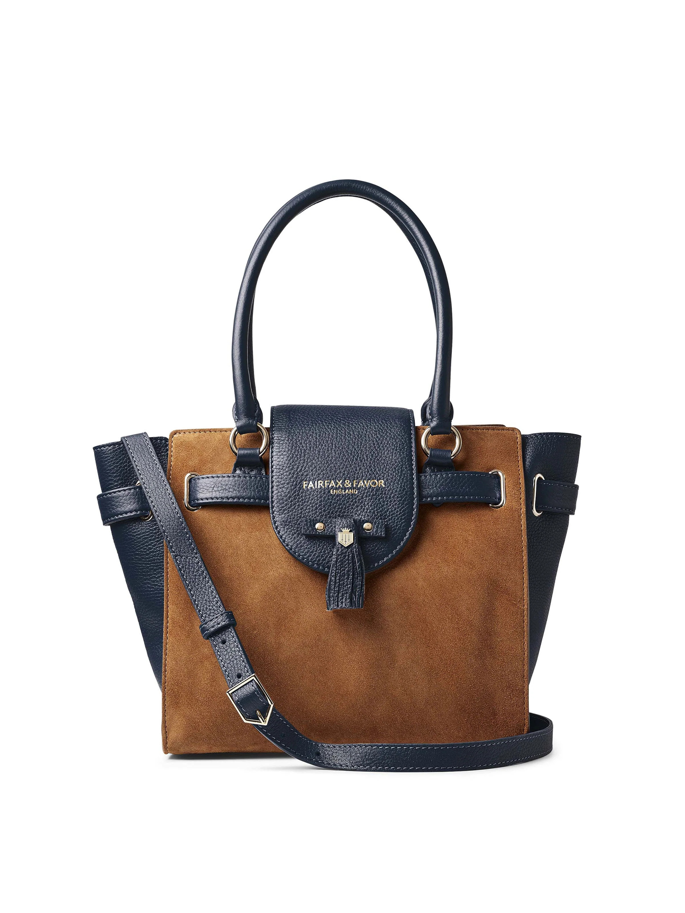 Windsor Tote - Women's Tote - Tan & Navy Blue | Fairfax & Favor | Fairfax & Favor (UK)