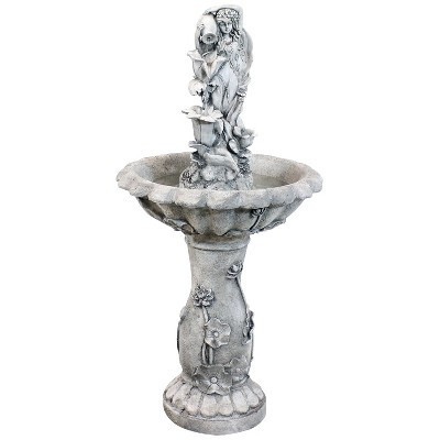 Sunnydaze Outdoor Polyresin Fairy Flower Solar Powered Water Fountain Feature with Battery Backup - 42" | Target