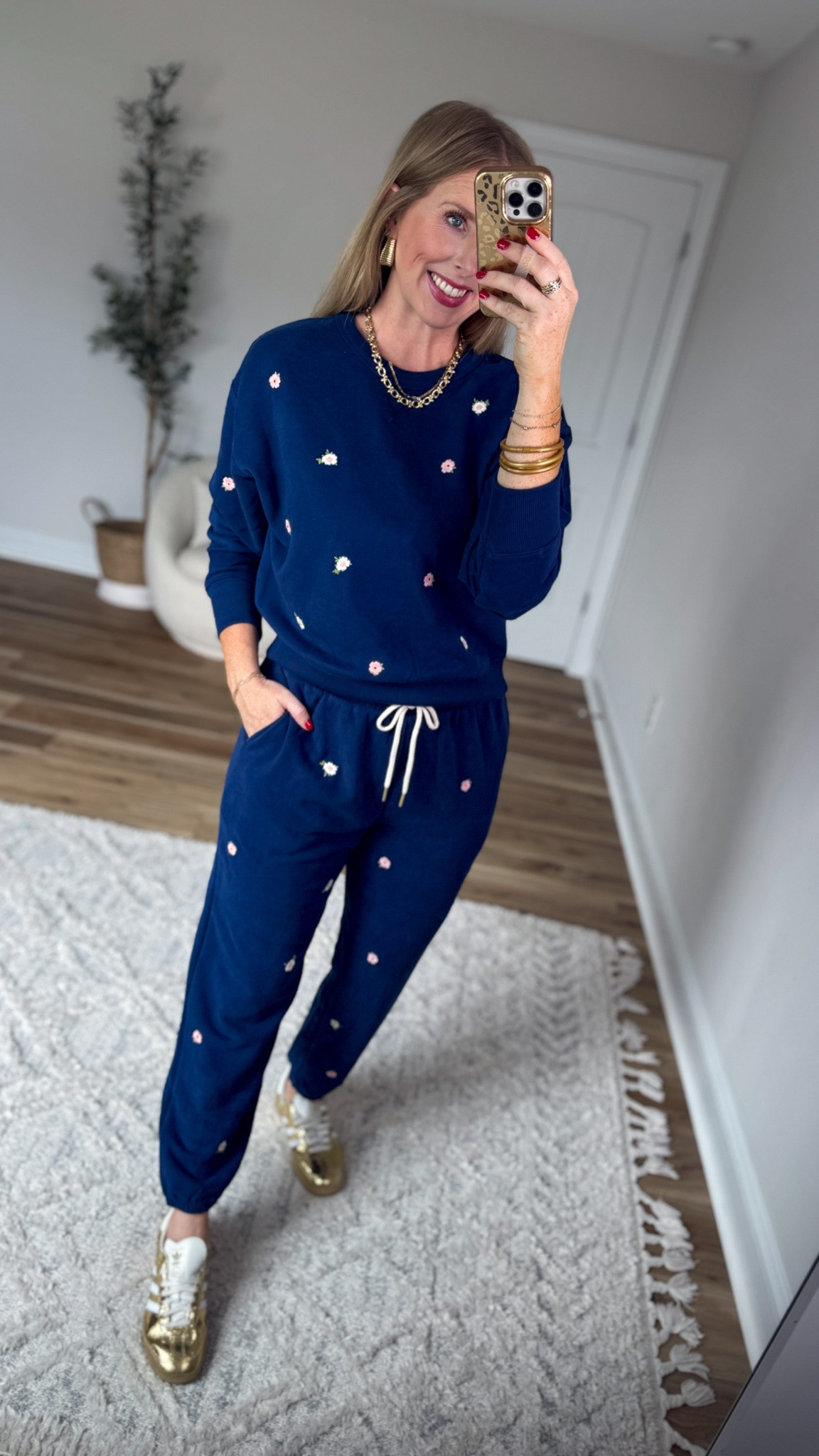 Walmart try on, free assembly, Walmart style, embroidered floral lounge set

#LTKootd