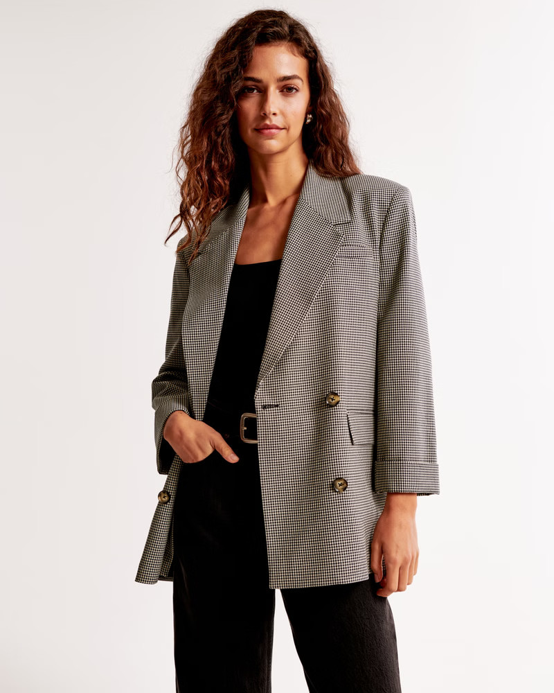 Women's Double-Breasted Slouchy Blazer | Women's New Arrivals | Abercrombie.com | Abercrombie & Fitch (US)