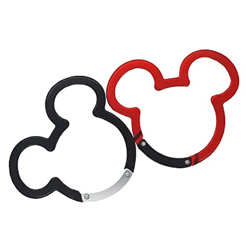ChUmta 2PCS Aluminum Carabiner Ear Mouse Ring, Caribeener Clips, Spring Snap Hook for Keychain Clip（Length: 2.36”*Width: 2.16”*Diameter: 1.7”）, Red and black | Amazon (US)