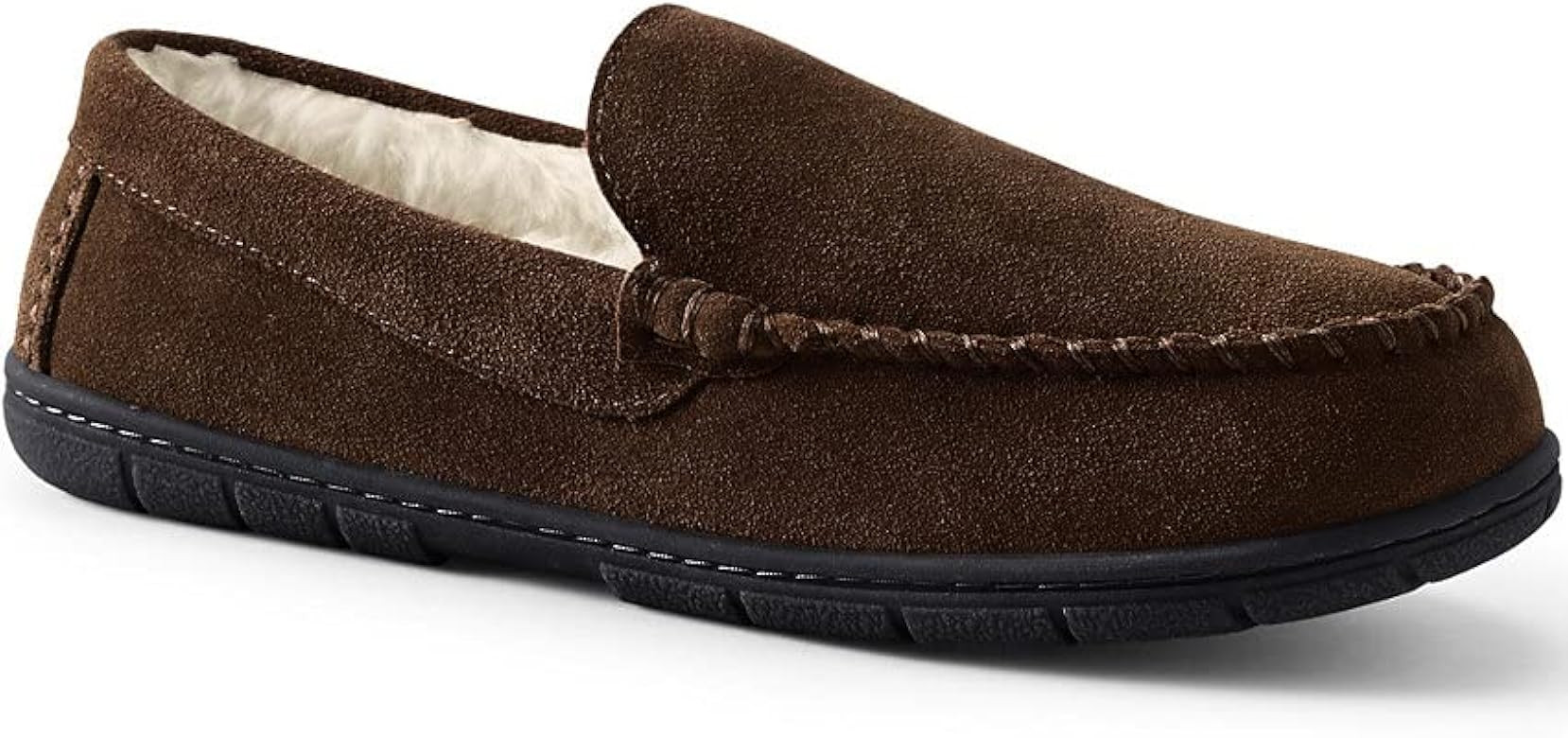 Lands' End Men's Suede Leather Moccasin Slippers Indoor and Outdoor Shoes | Amazon (US)