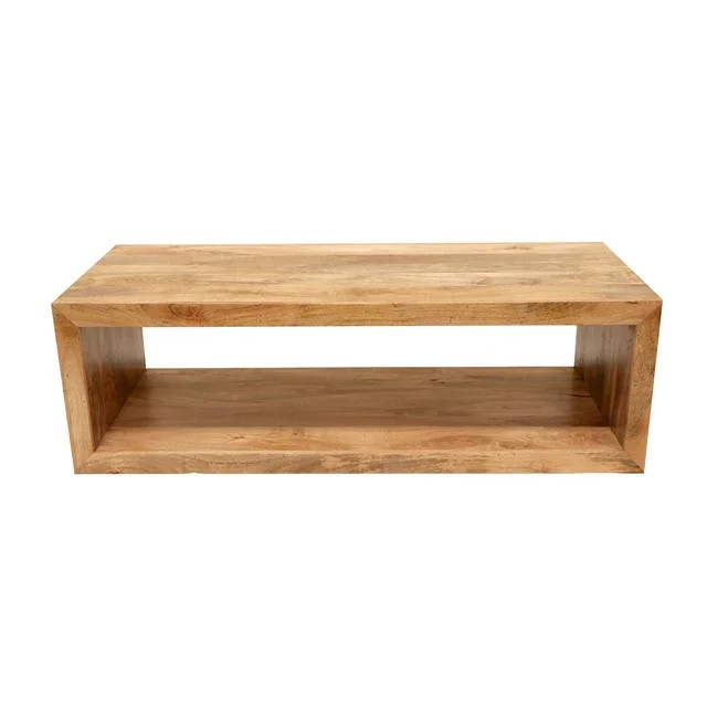 Keli 58 Inch Mango Wood Coffee Table, Open Cube, 1 Shelf, Natural Brown- Saltoro Sherpi | Walmart (US)