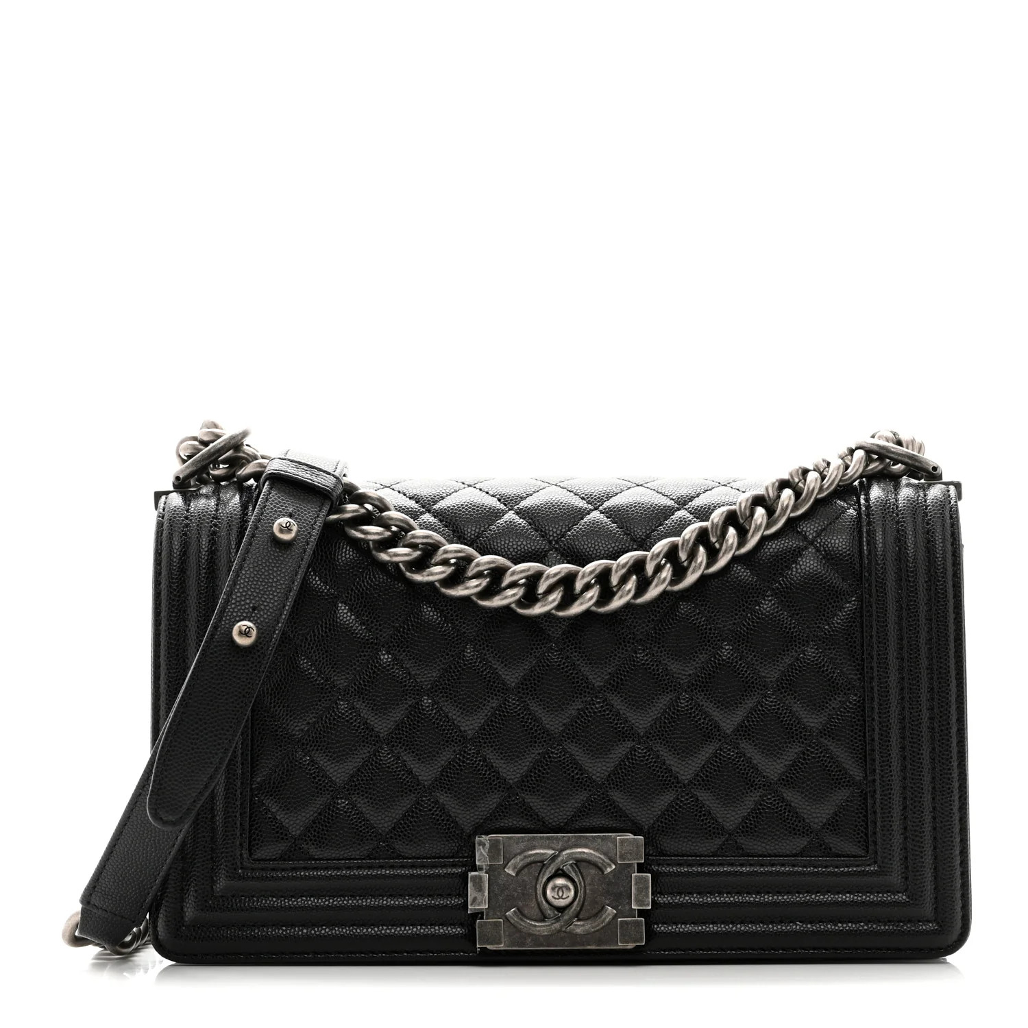 Caviar Quilted Medium Boy Flap Black | FASHIONPHILE (US)