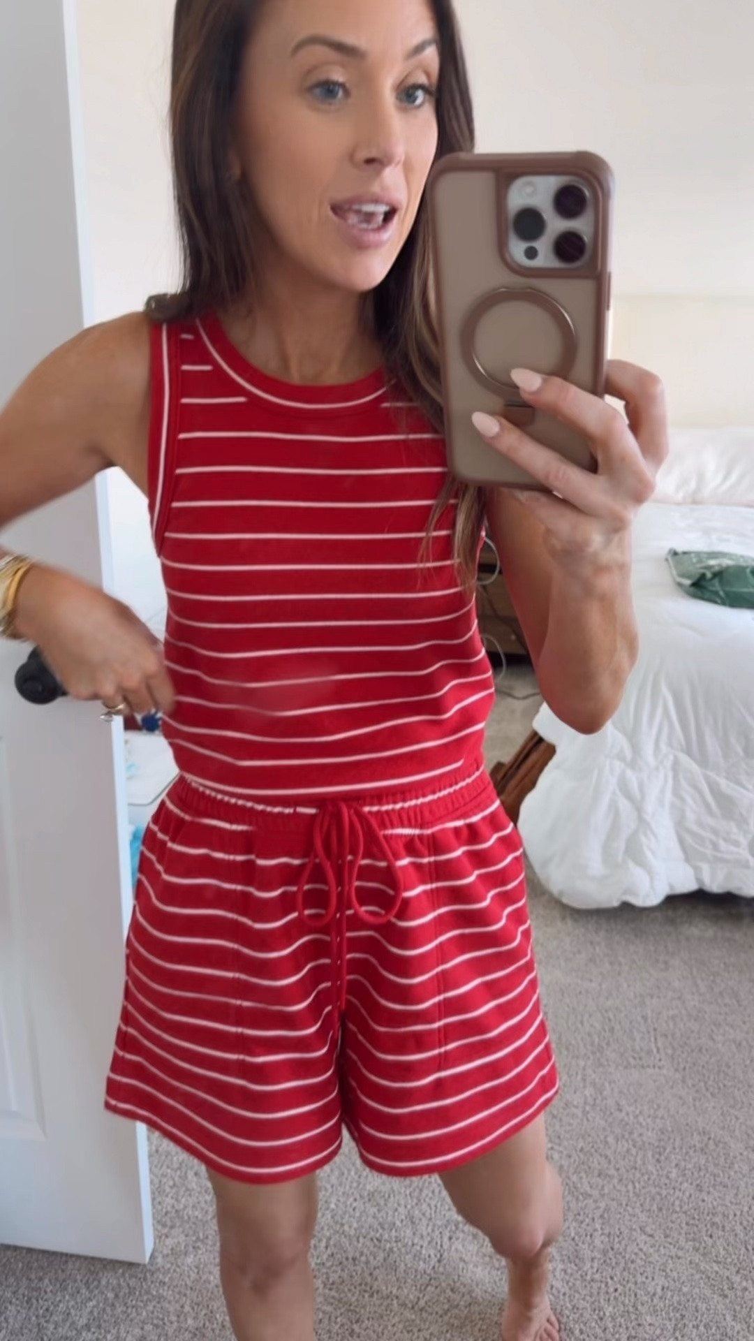 Red stripe tank and short set, 4th of July outfit inspiration

#LTKsummer #LTKpetite