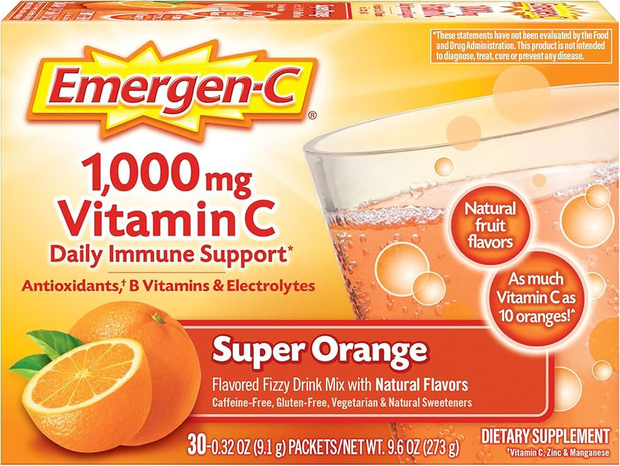 Emergen-C 1000mg Vitamin C Powder for Daily Immune Support Caffeine Free Vitamin C Supplements wi... | Amazon (US)