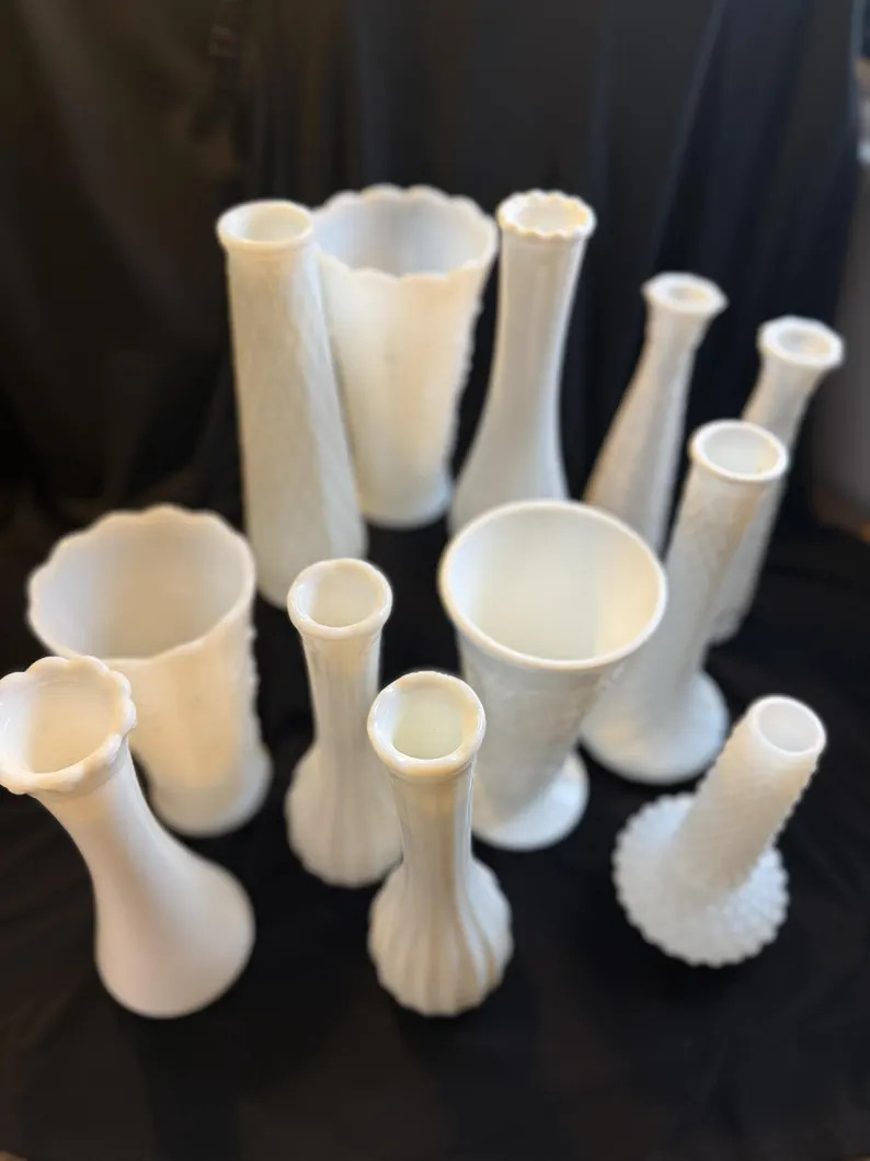 Vintage Milk Glass Vases - 12 Vases (A) - Etsy | Etsy (US)