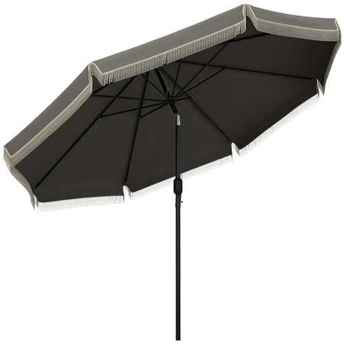 Outsunny 9ft Patio Umbrella with Push Button Tilt and Crank, Ruffled Outdoor Market Table Umbrell... | Amazon (US)