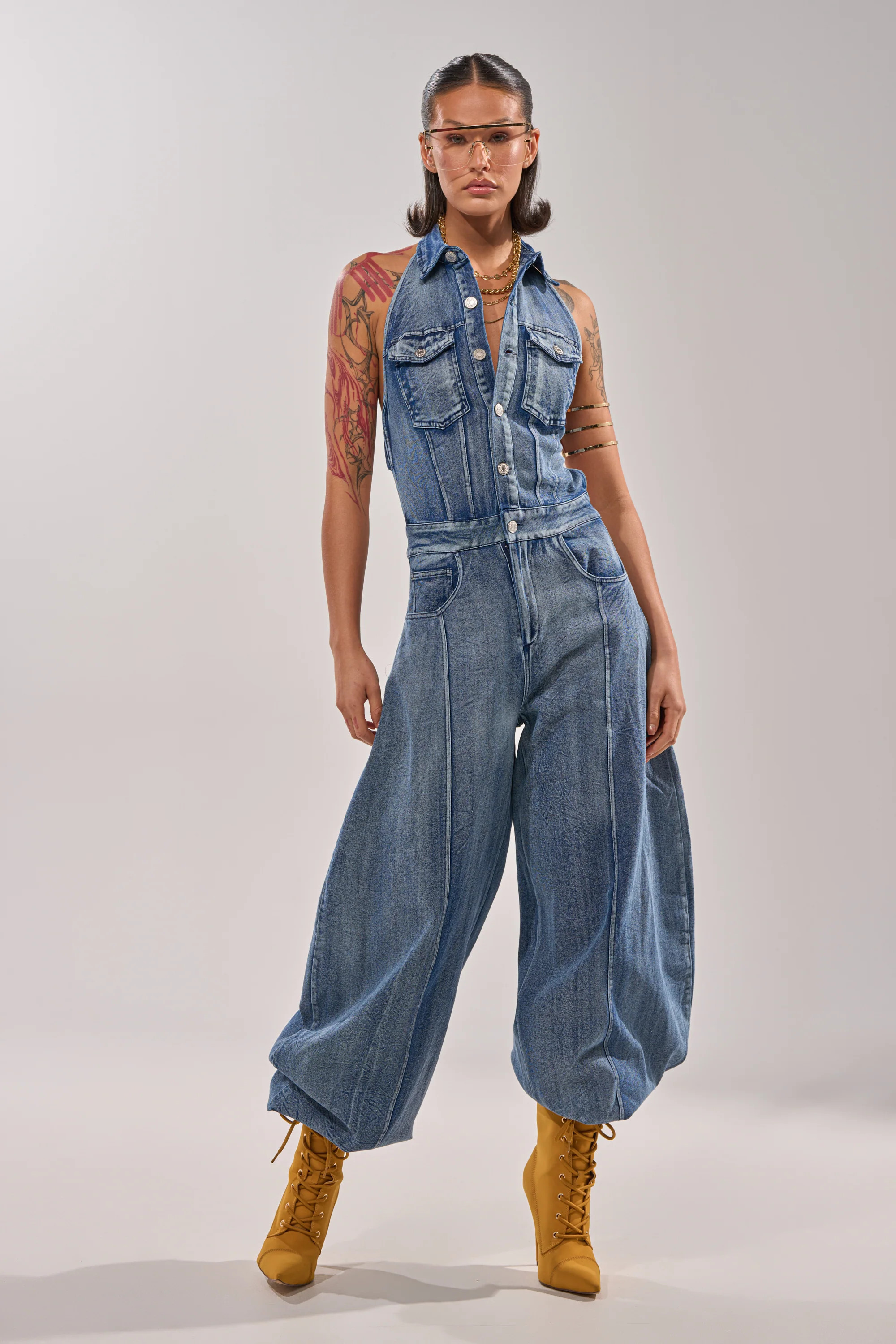 JETSETTER JUMPSUIT IN MEDIUM BLUE DENIM | AKIRA