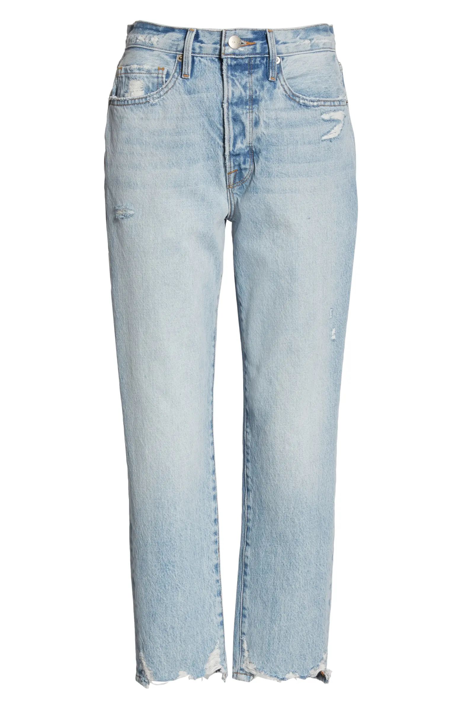 FRAME Le Original Ripped High Waist Crop Jeans | Nordstrom | Nordstrom