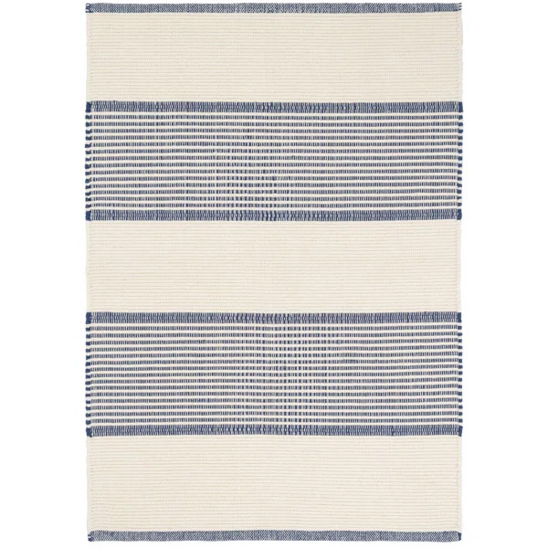 La Mirada Striped Handmade Cotton Ivory/Navy Area Rug | Wayfair North America