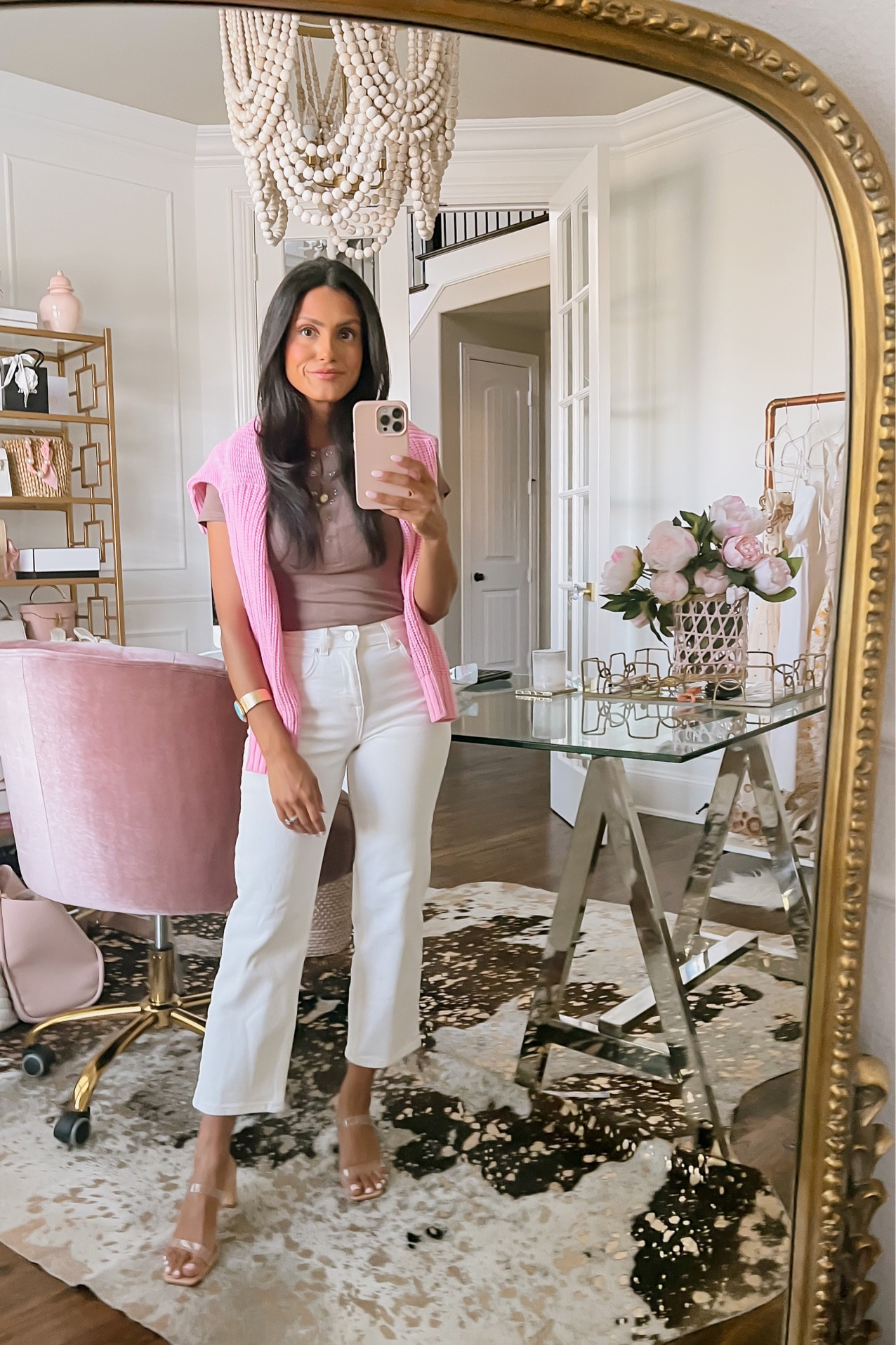 This henley bodysuit from Amazon is sooo soft and comfortable. Comes in multiple colors. Easy outfit. 



Casual chic mom outfit / business casual / pink / white denim / clear heels 

#LTKunder50 #LTKworkwear