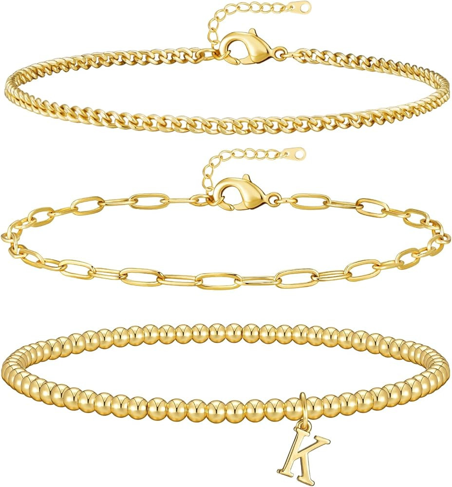 doubgood Gold Bracelets for Women, Dainty Initial Bracelet with A-Z Letter Charm Stackable Jewelr... | Amazon (US)
