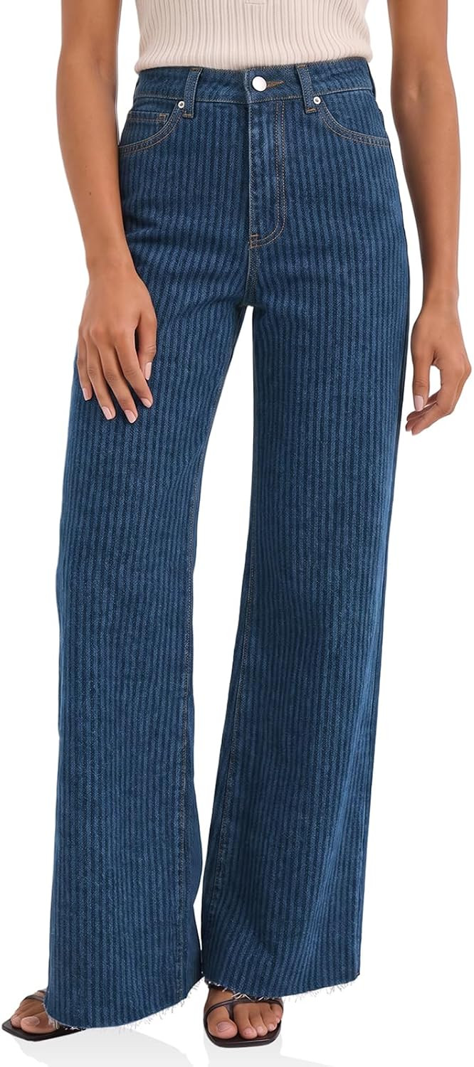 Cicy Bell Womens Wide Leg Jeans Argyle Printed High Waisted Denim Pants | Amazon (US)