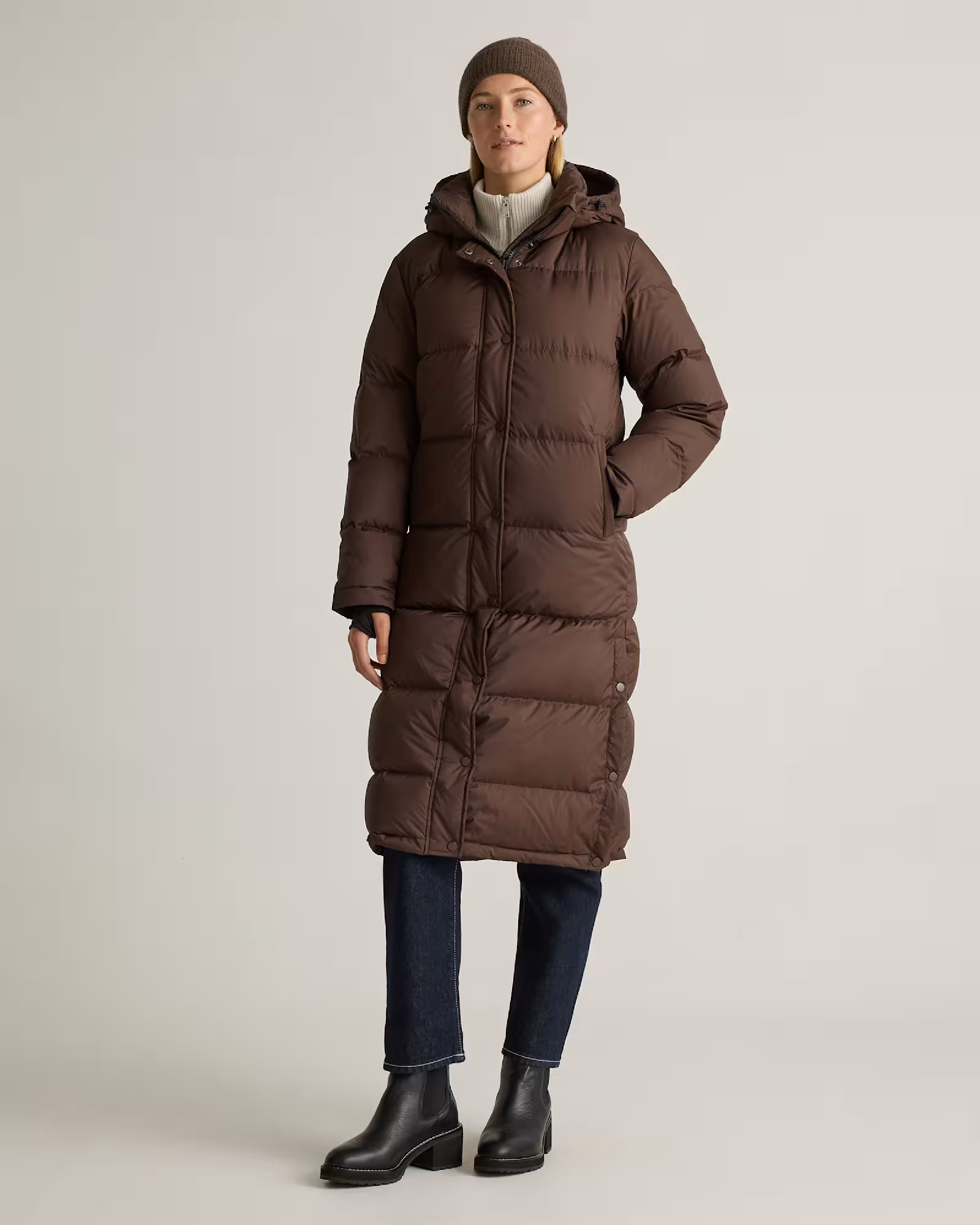 Responsible Down Long Puffer Jacket in Hot Fudge | Quince