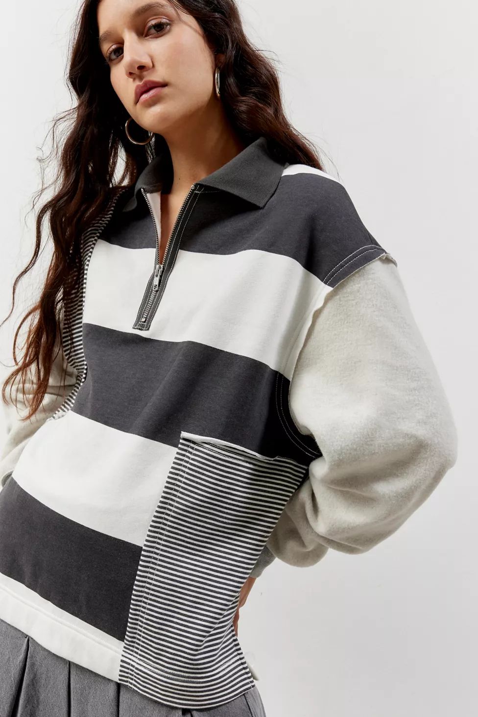 BDG Saylor Spliced Quarter-Zip Sweatshirt | Urban Outfitters (US and RoW)