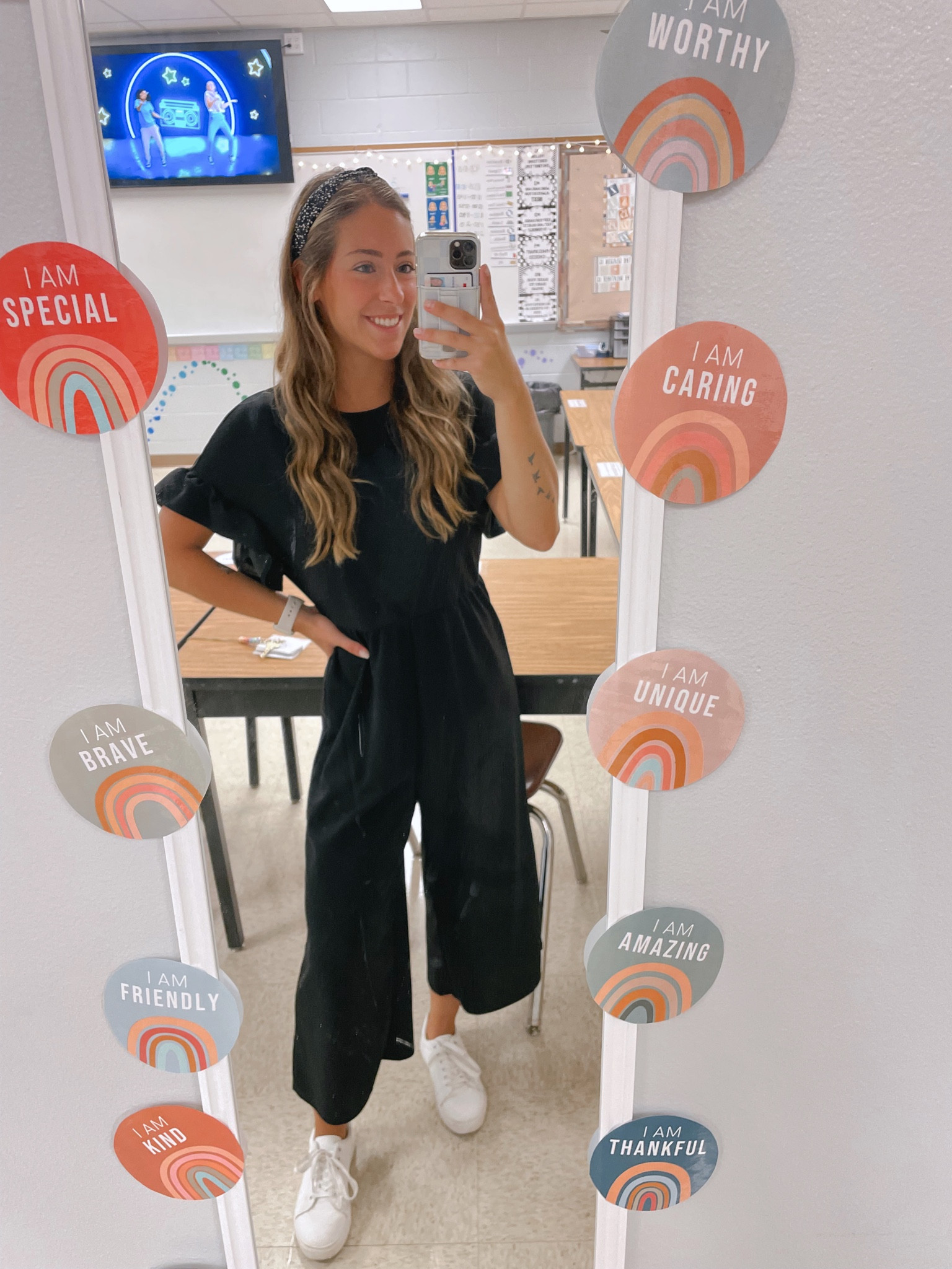 Teacher OOTD 🖤 

Teacher jumpsuit. Solid jumpsuit. Black jumpsuit. Fall outfit. Casual classroom ootd  