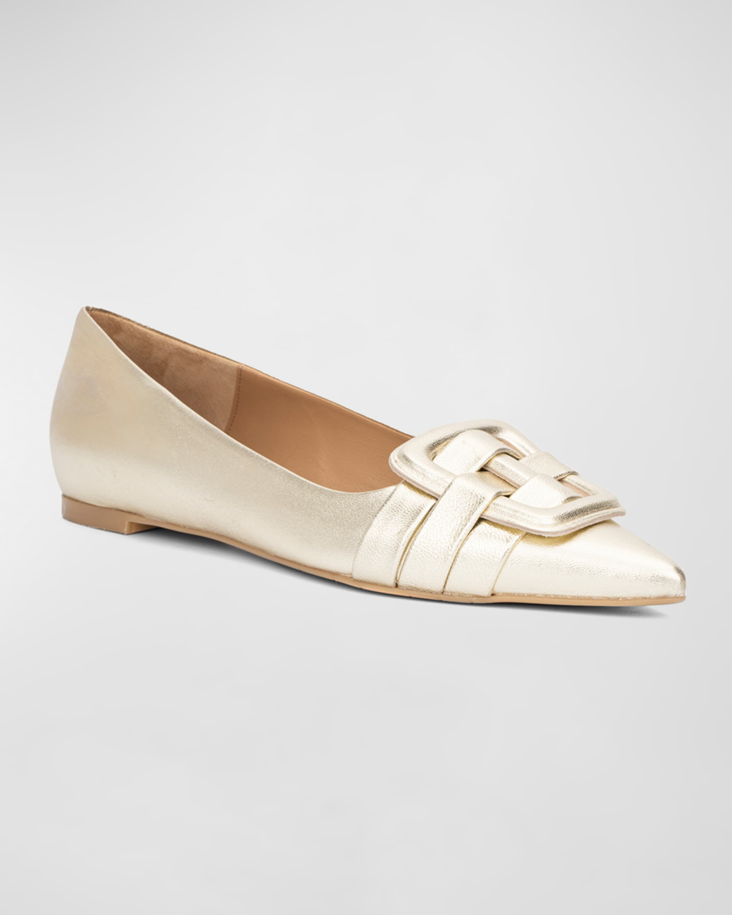 Jelena Metallic Buckle Ballerina Flats | Neiman Marcus