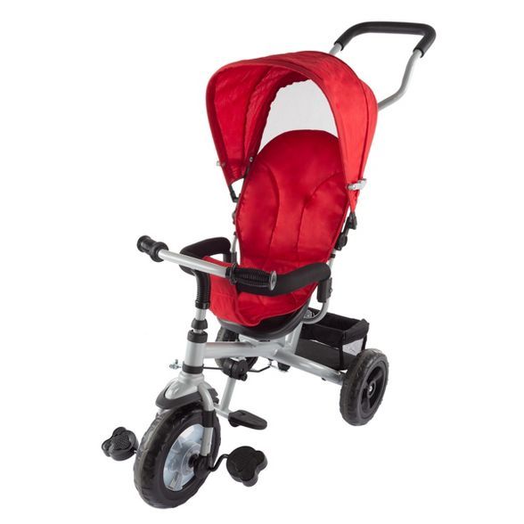 Toy Time Kids' 4-in-1 Tricycle Stroller With Push Bar and Removeable Canopy – Red | Target