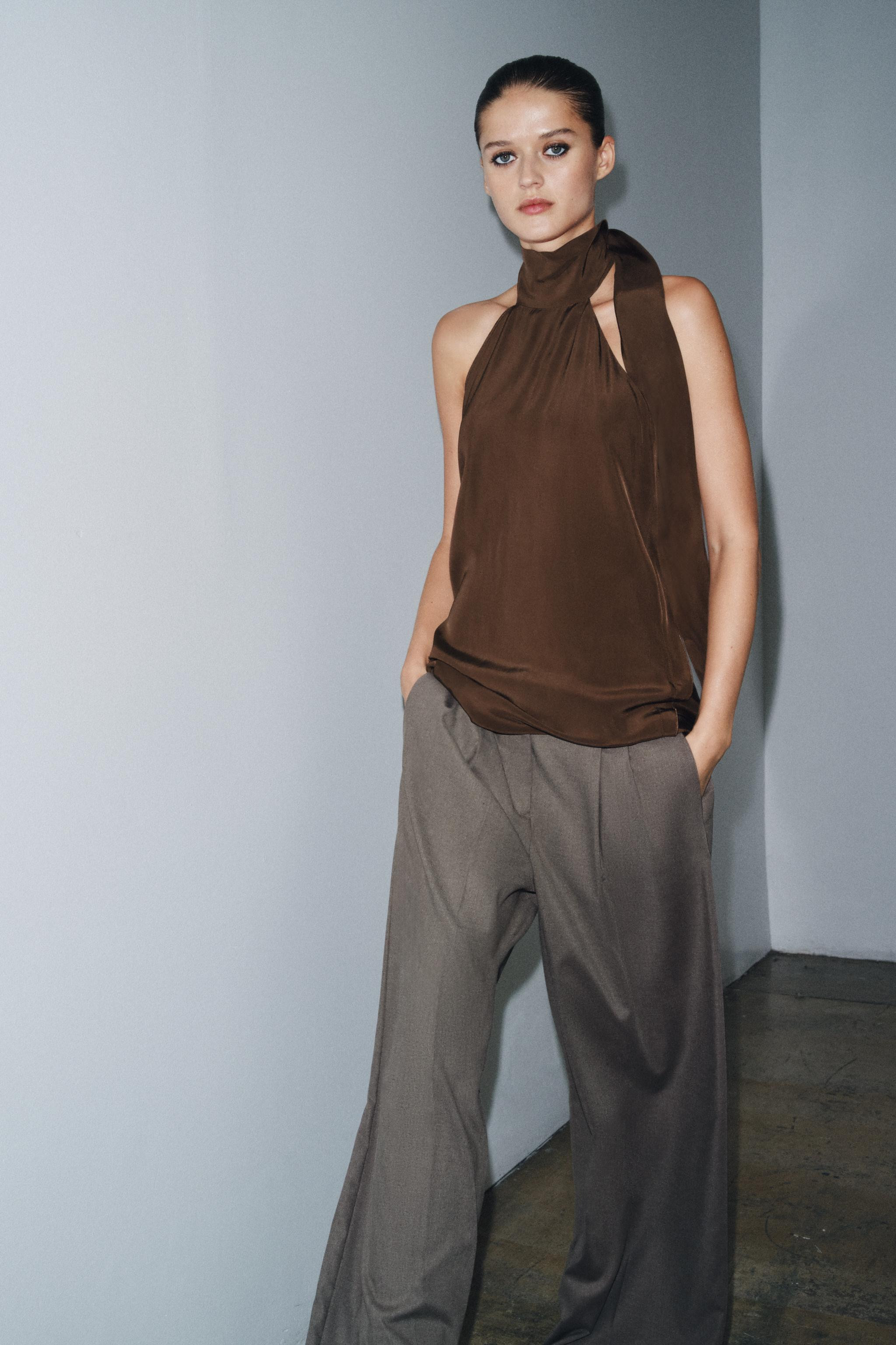 ZW COLLECTION WIDE-LEG TROUSERS WITH PLEATS | Zara UK