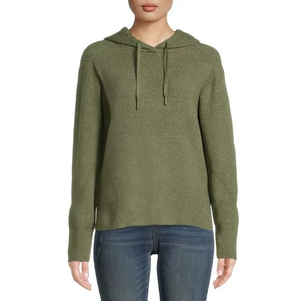 Time and Tru Women's Textured Hoodie Sweater - Walmart.com | Walmart (US)