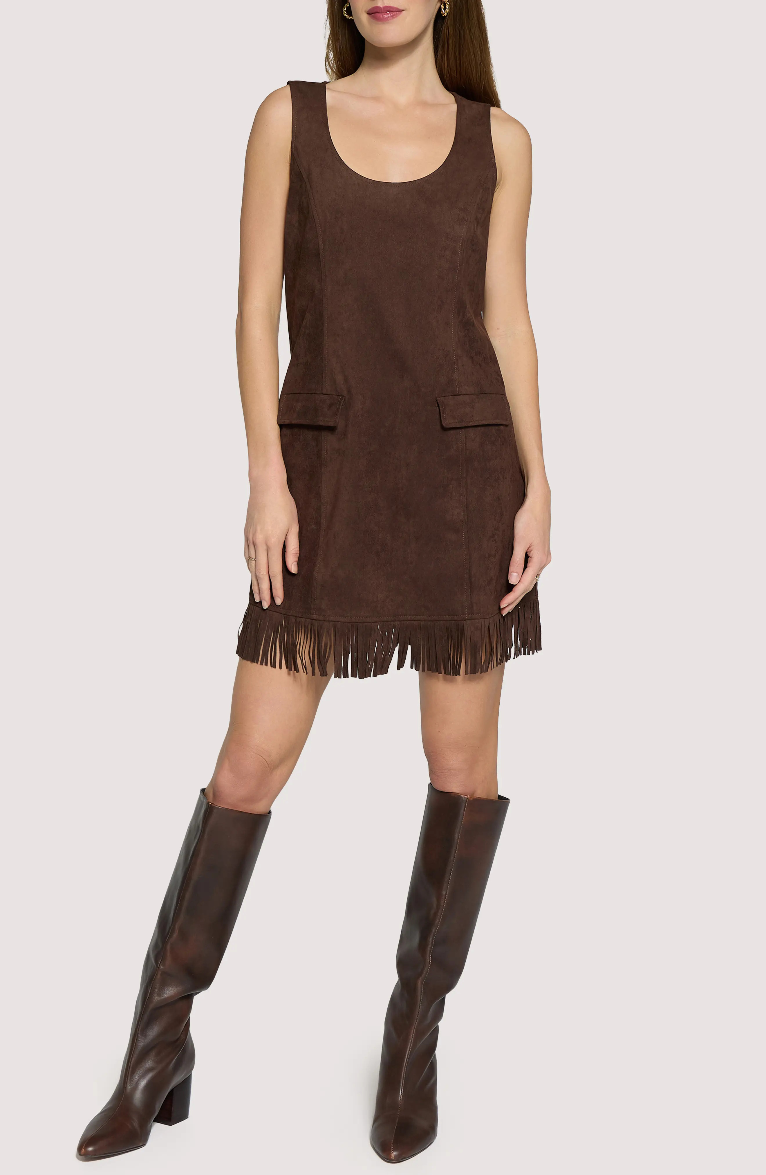 Lost + Wander Modern Muse Fringe Hem Faux Suede Shift Minidress (Women) | Nordstrom | Nordstrom
