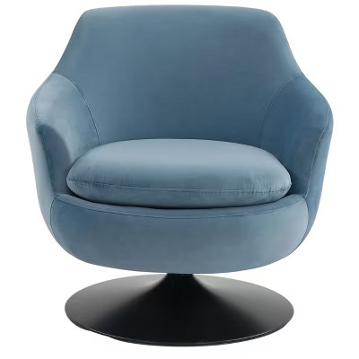 Citrine Velvet Swivel Chair - SFV4743 - Light Blue/Black - Safavieh Couture | Target