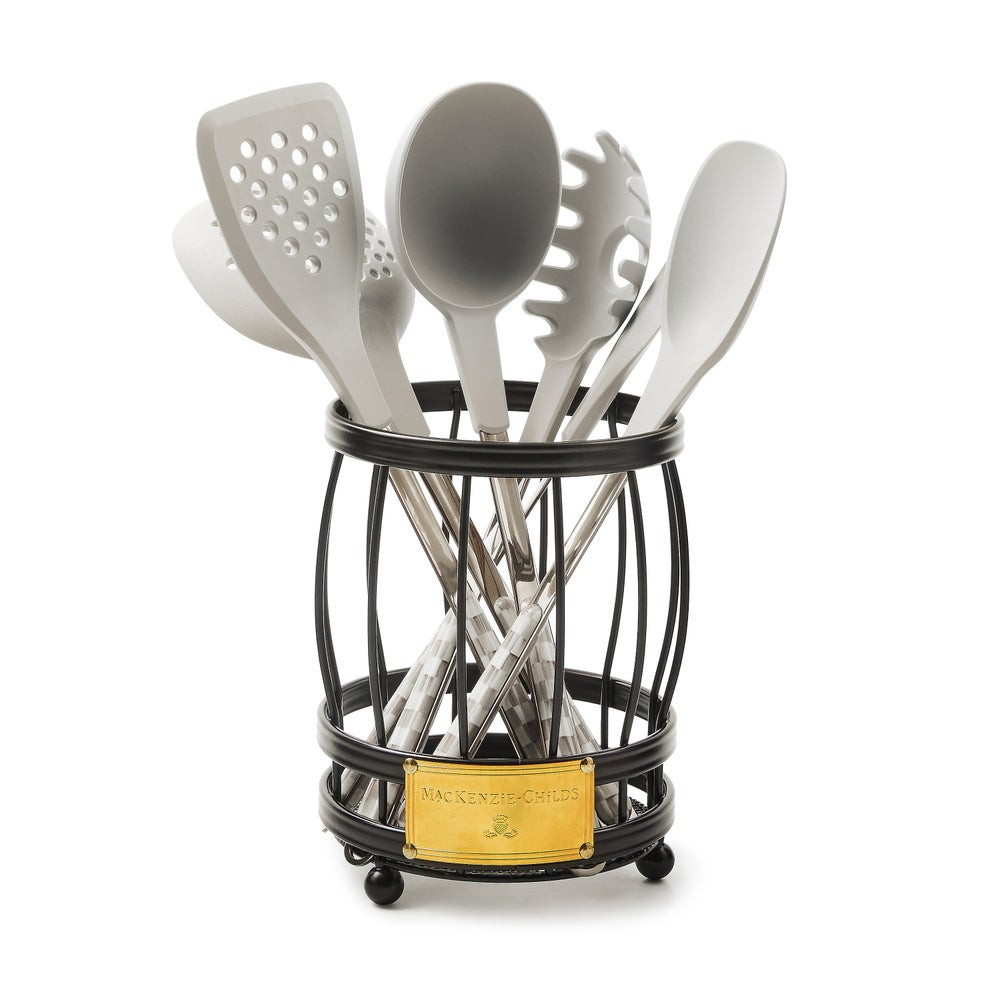 Sterling Check Utensil Caddy Set | MacKenzie-Childs