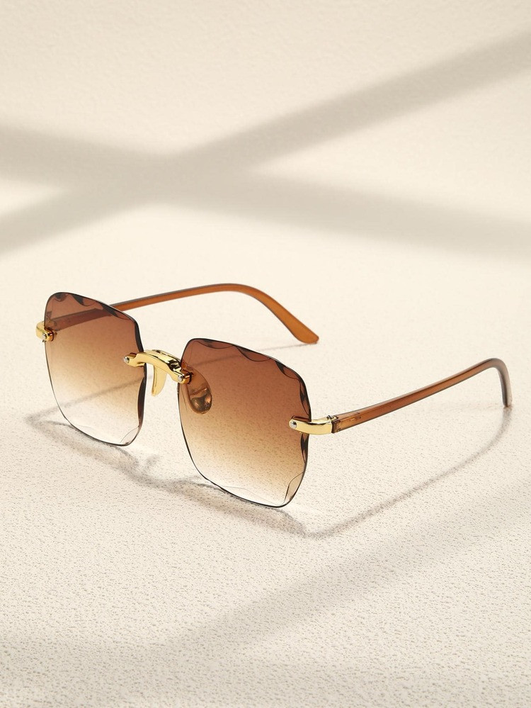1pair Women Square Rimless Fashionable Sunglasses For Daily Life | SHEIN