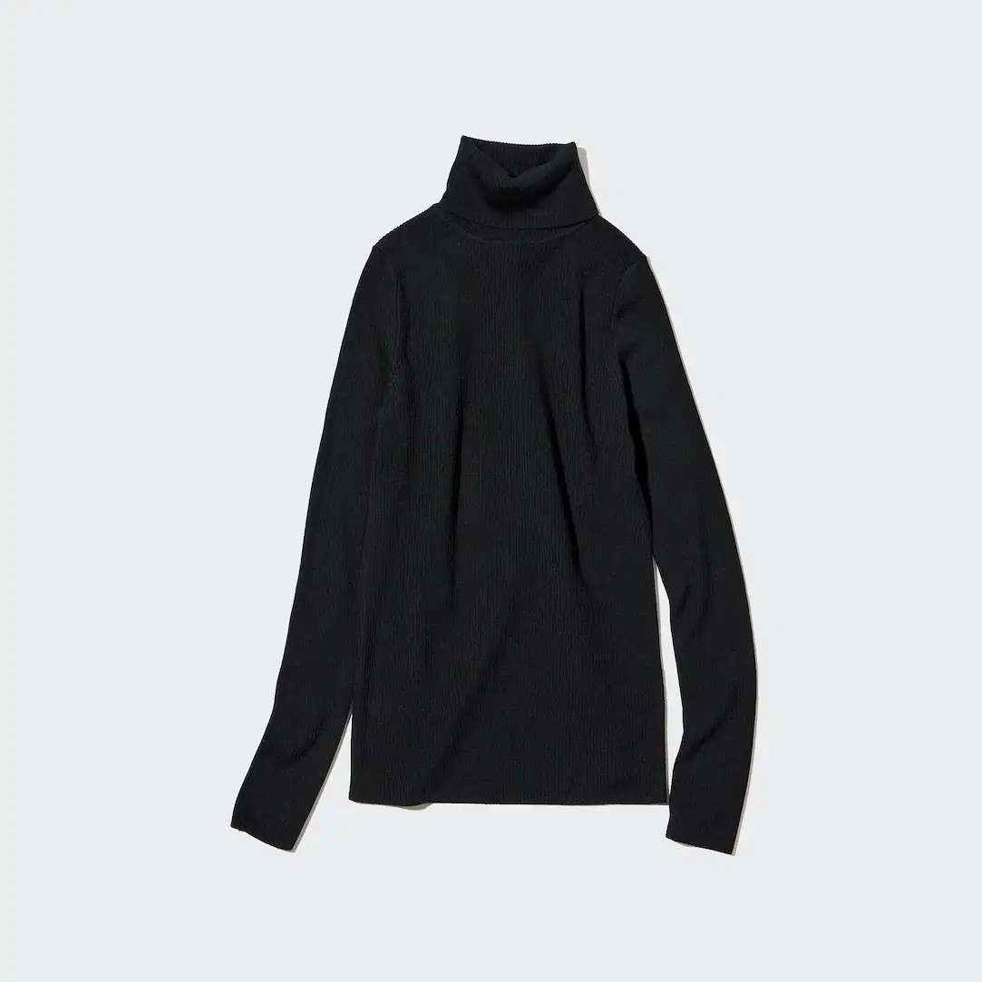 Gerippter 100% Extra feine Merinowolle Rollkragenpullover | UNIQLO (DE)