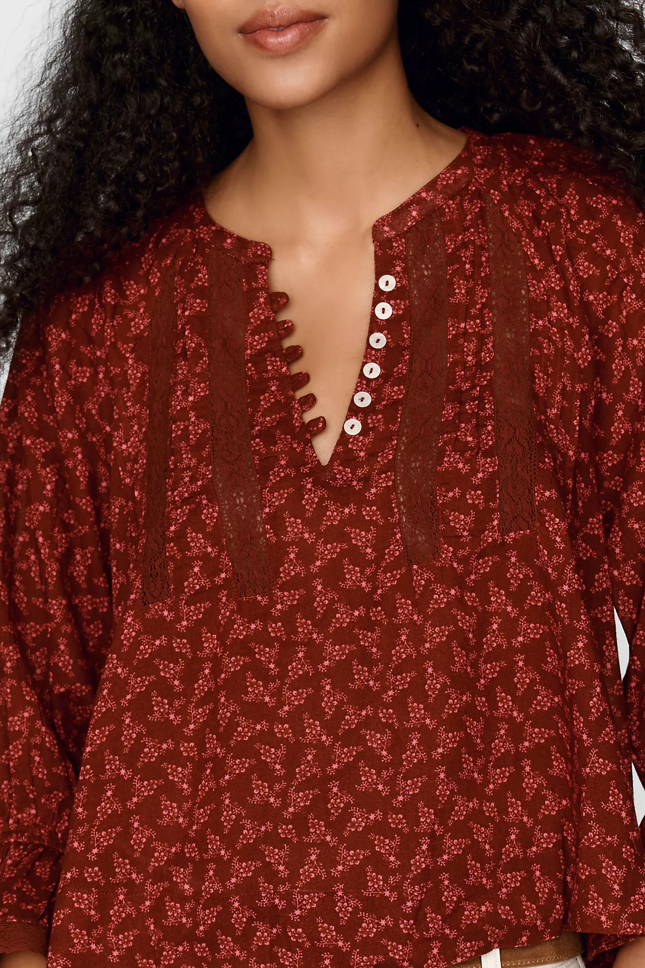 Trina Pintuck Long-Sleeve Swing Top | Anthropologie (US)