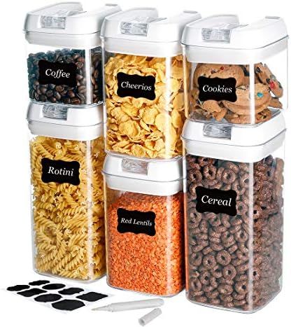 U-miss Airtight Food Storage Containers, 6 Pieces BPA Free Plastic Cereal Containers with Easy Lo... | Amazon (US)