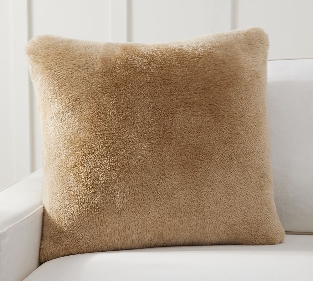 Faux Fur Shearling Pillow Cover, 26 x 26&amp;quot;, Golden | Pottery Barn (US)