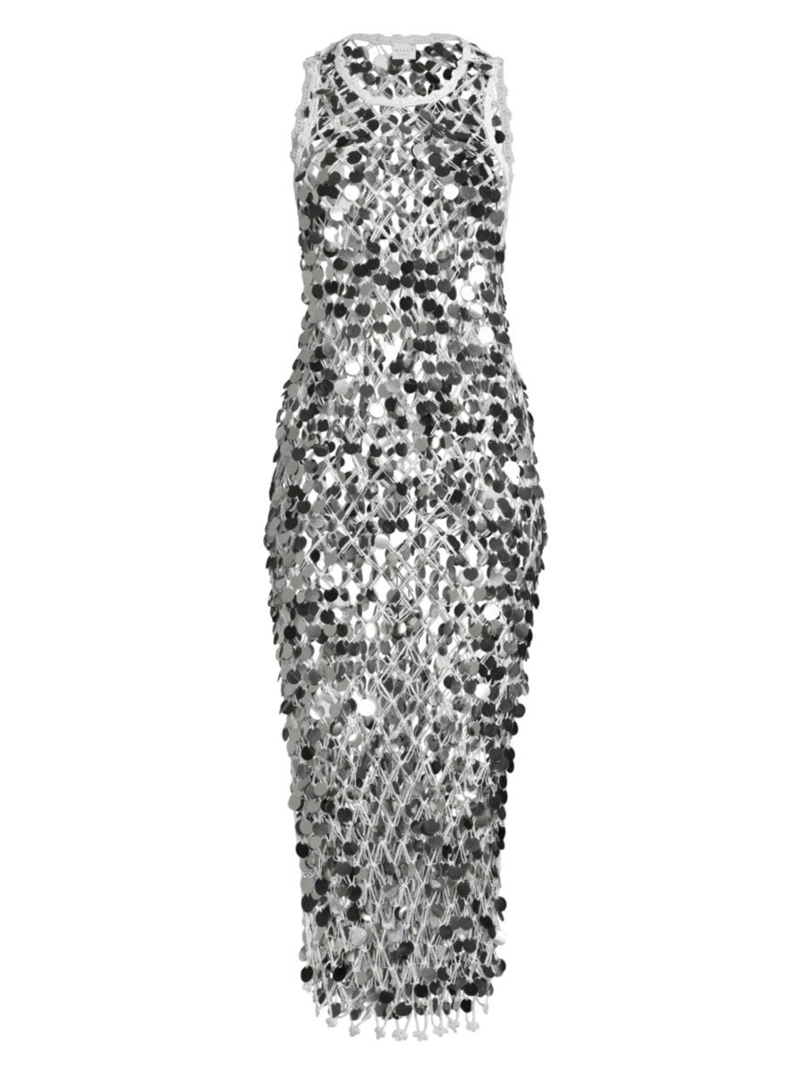 Sequined Cotton-Blend Crocheted Midi-Dress | Saks Fifth Avenue