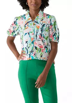 Crown & Ivy™ Women's Ruffle Printed Top | Belk