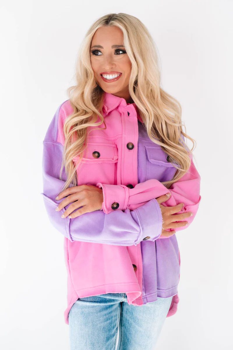 Warm And Bright Shacket - Pink And Purple | The Impeccable Pig