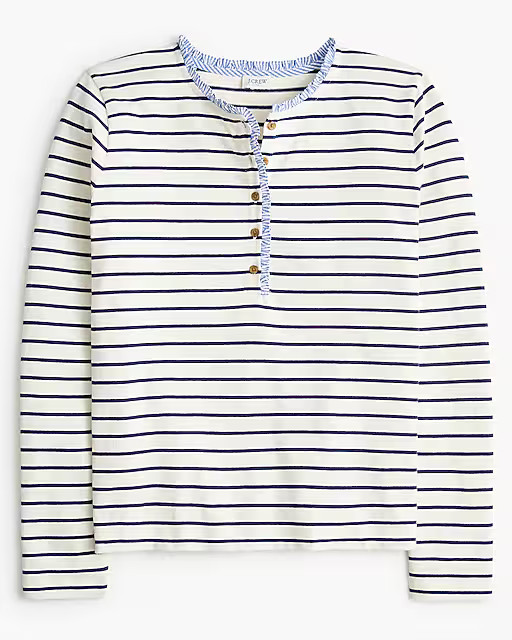 Striped ruffle-collar henley | J.Crew Factory