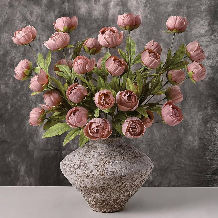 Waipfaru 6 Pcs 27" Faux Peonies Artificial Flowers for Vase, Pink Flowers | Amazon (US)