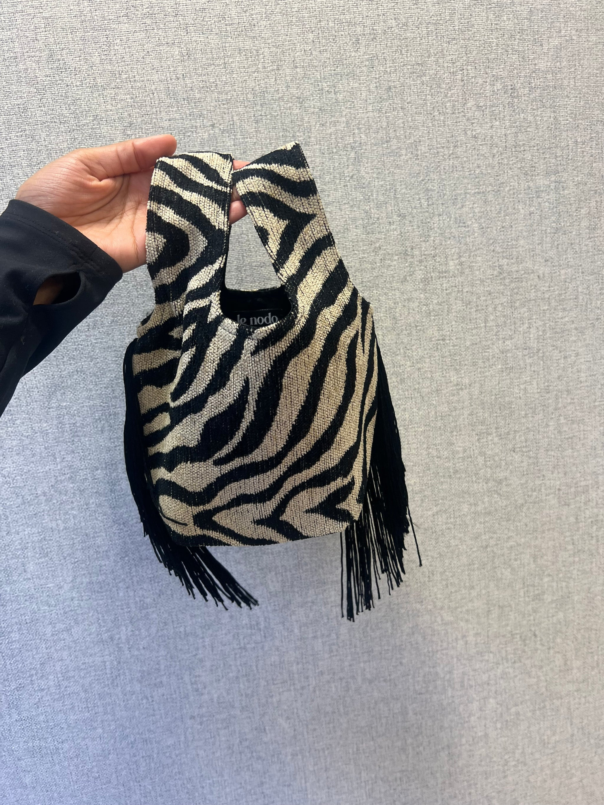 Le Sac Mini - Zebra with Black Chainette Fringe | Shop.com