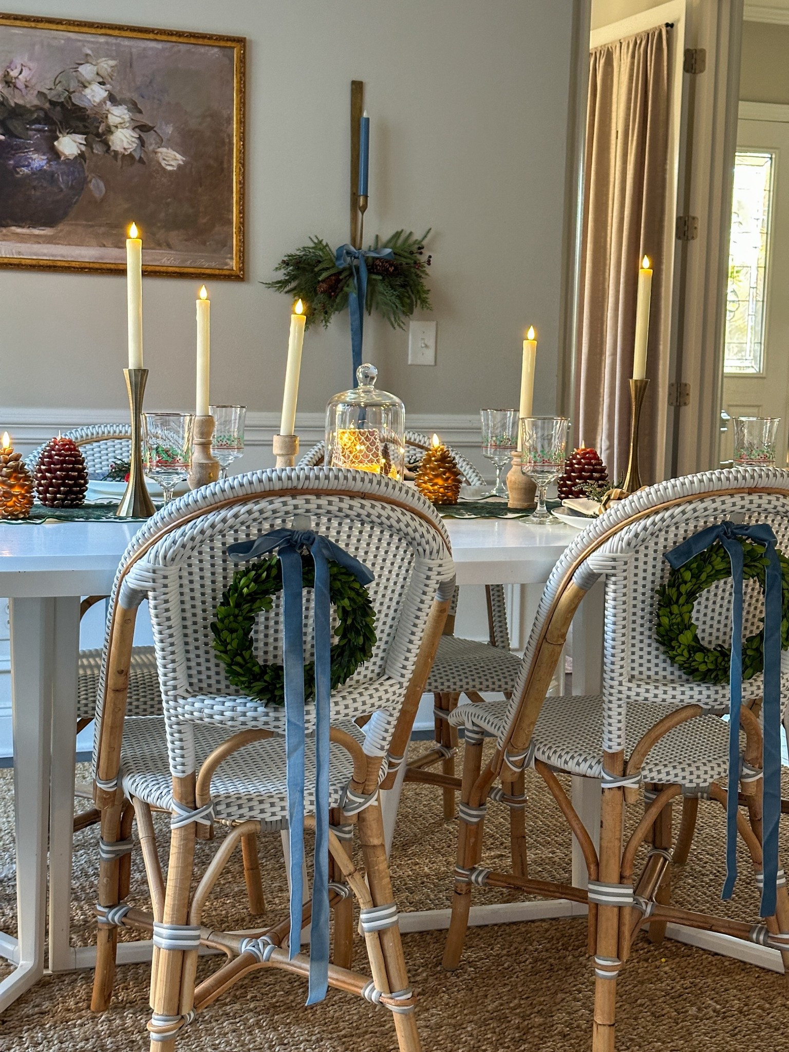 The tiniest details always make the biggest impact. ✨ These soft greenery wreaths tied to each chair instantly pulled the whole room together; simple, classic, and so pretty when the candlelight hits. They’re one of my favorite ways to add holiday charm without overwhelming the space. Everything is linked for easy styling. 🤍🎄

chair wreath Christmas, small wreaths for chairs, holiday dining decor, Christmas dining room ideas, cozy Christmas home, cottage holiday decor, simple Christmas decorations, holiday chair decor, Christmas greenery ideas, winter tablescape details

#LTKHoliday #LTKHome #HolidayDecor #ChristmasDiningRoom #TablescapeInspo #ChairWreaths #CozyHomeStyle #CottageDecor #ChristmasDetails #HolidayHosting #HomeDecorInspo #ChristmasHome


#LTKCyberWeek #LTKHoliday #LTKHome