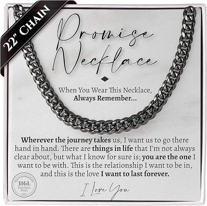 Love You This Much Promise Cuban Chain Necklace for Him, 7mm Thick, Sentimental Gift for Him, BF ... | Amazon (US)