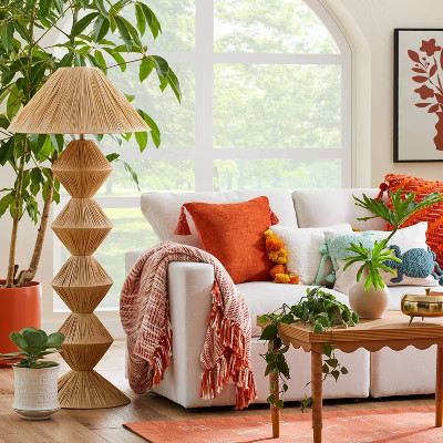 Faux Raffia Floor Lamp Brown (Includes LED Light Bulb) - Opalhouse™ designed with Jungalow: Mod... | Target