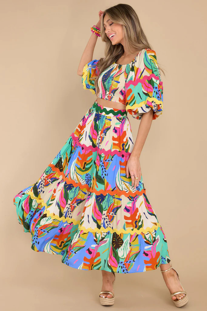 Beautiful Endeavor Turquoise Multi Print Top | Red Dress 