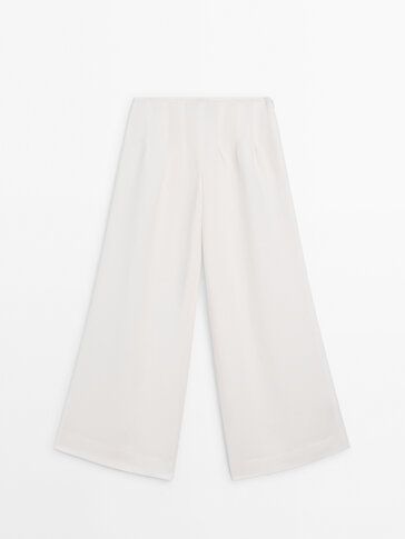 Wide-leg trousers with pleated details - Massimo Dutti United Kingdom | Massimo Dutti UK